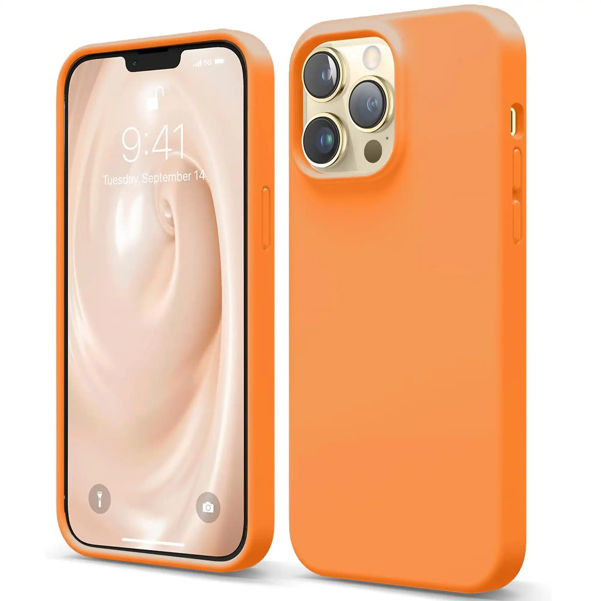 Premium Silicone Phone Case For iPhone 12 Pro Shockproof Microfiber Lining - Orange