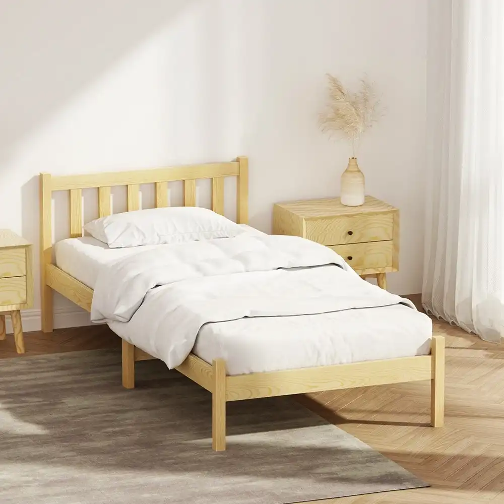 Artiss Bed Frame Wooden Timber Bed Base OAK SOFIE - Single