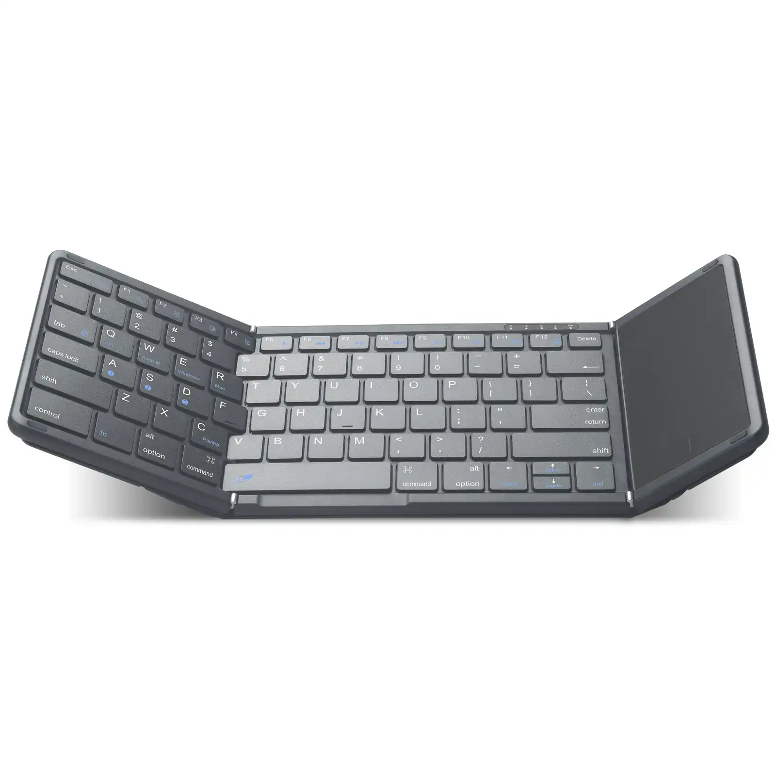 Todo Tri-Folding Bluetooth Wireless Keyboard Touchpad Mouse BT 78 Key Mac Windows Android - Black