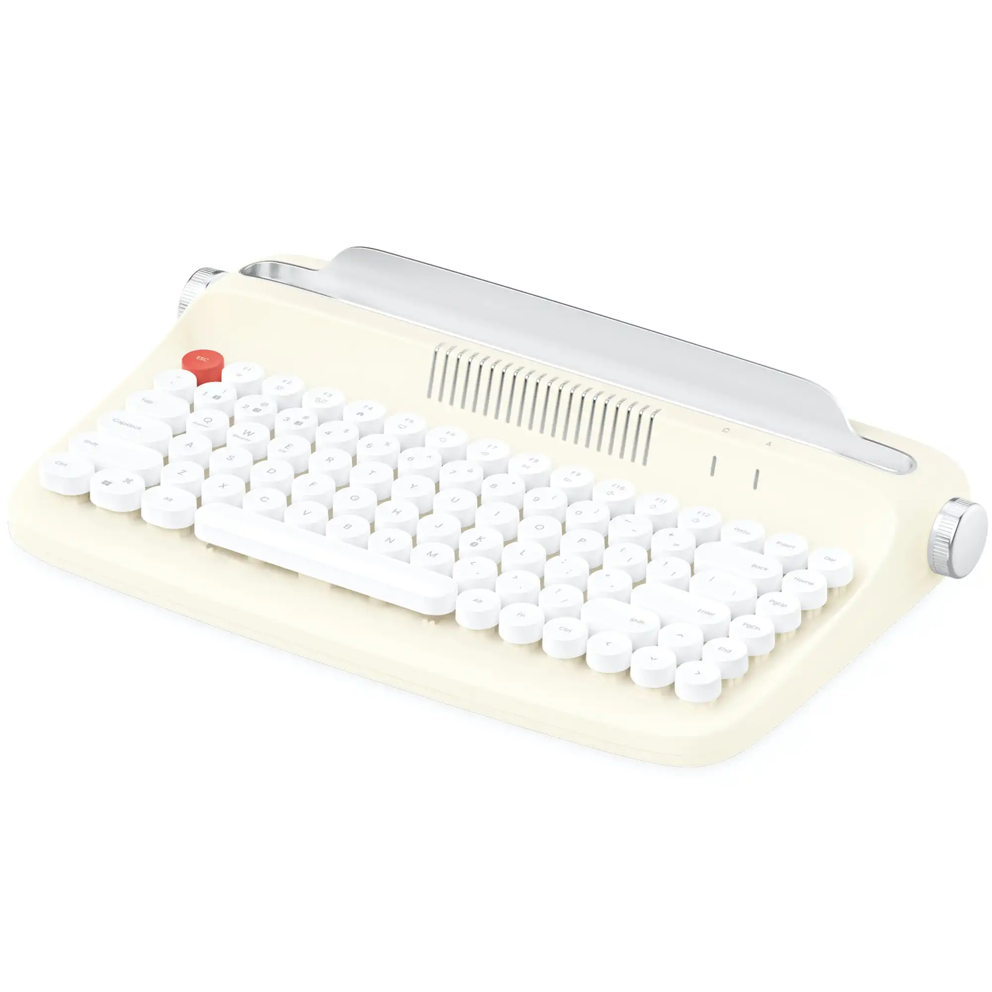 Todo Retro Typewriter Bluetooth Wireless Keyboard Tablet Holder 84 Key Mac Win Android BT 5.0 - Ivory