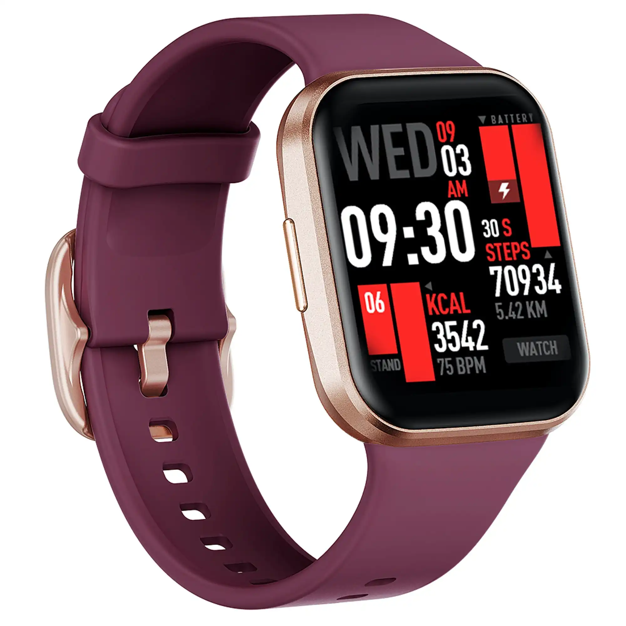 Bluetooth Smart Watch 1.6" TFT 2.5D Touch Screen Temperature Heart Rate Blood Pressure BT 5.0 - Purple