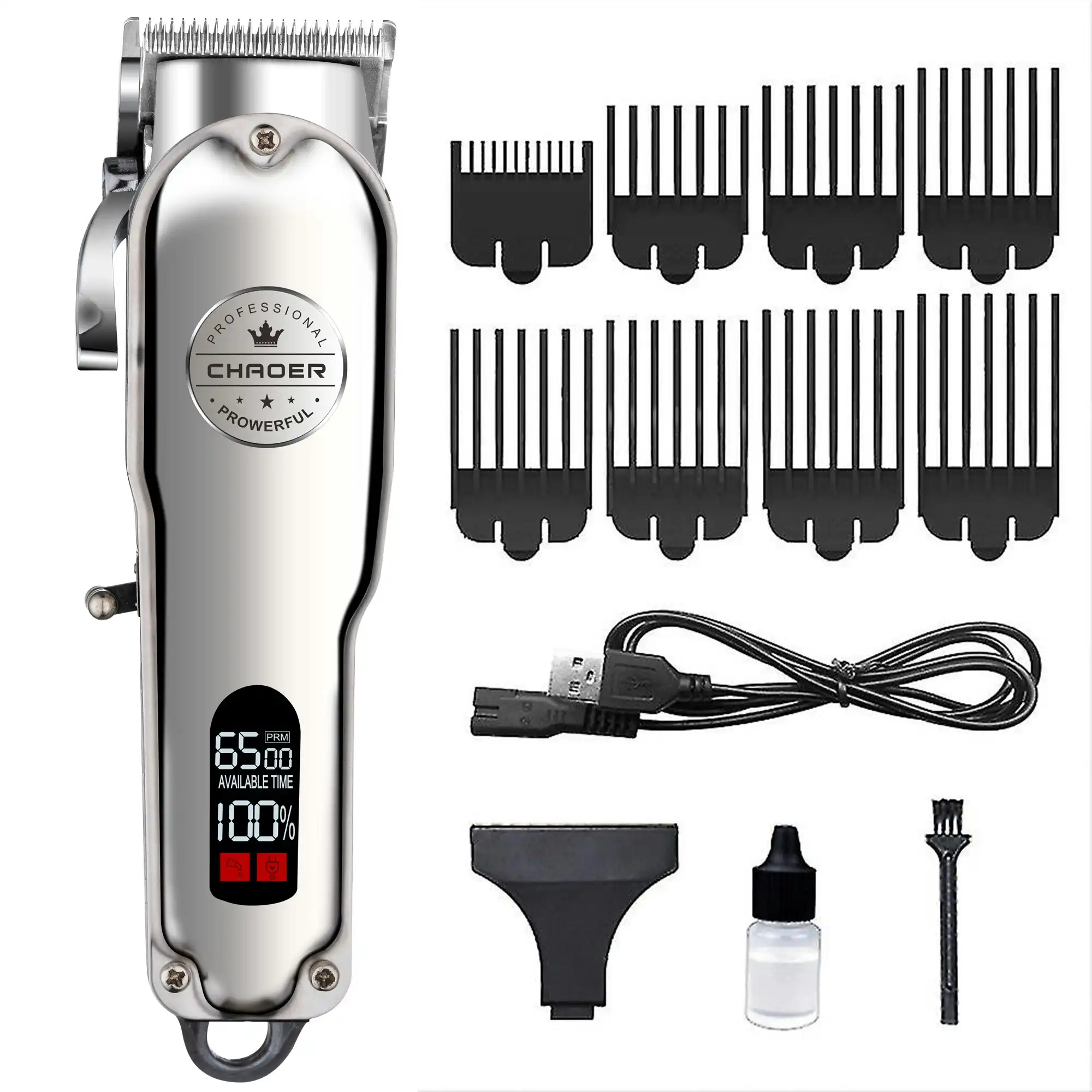 Todo Cordless Hair Clipper Beard Trimmer 3.7V 2000mAh Stainless Steel Blade USB Charge