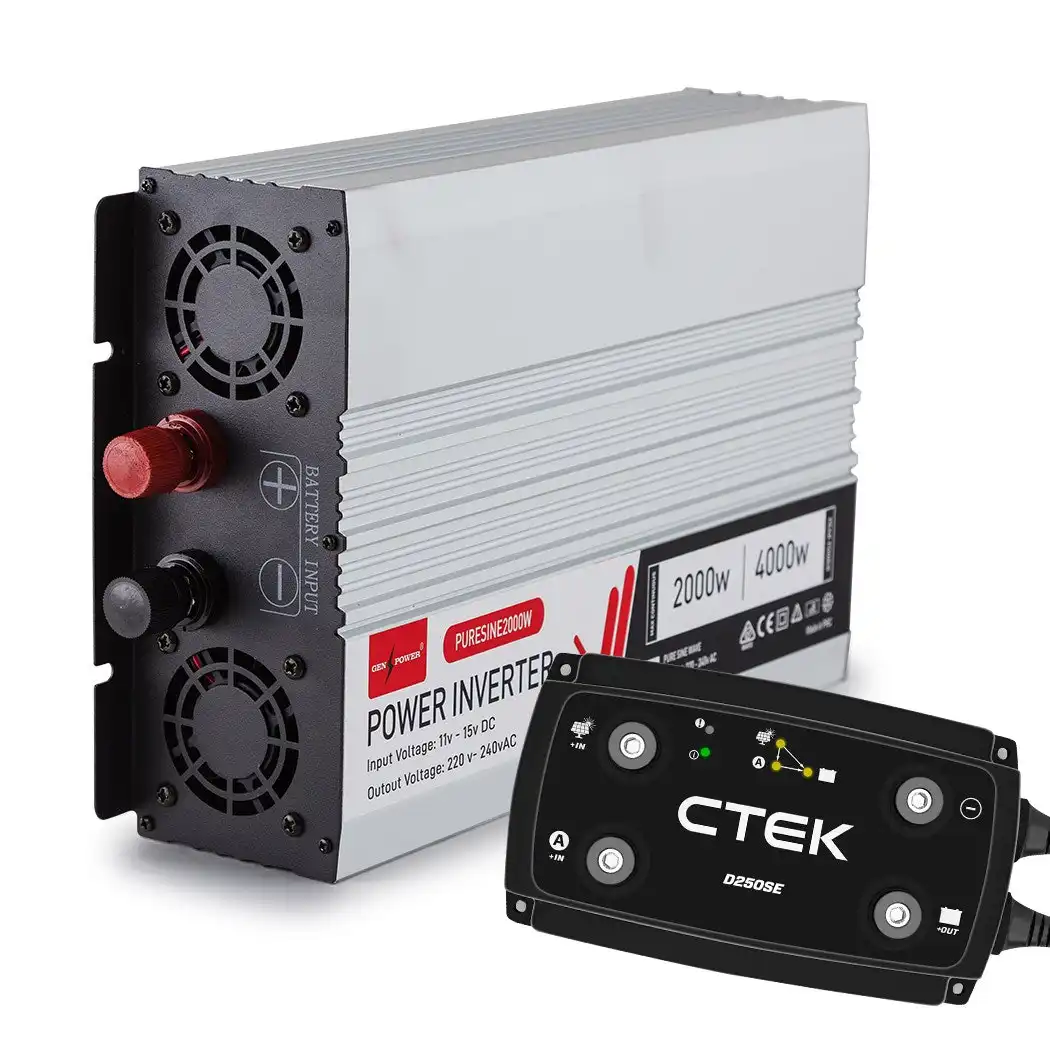 CTEK D250SE Dual Input Charger + GENPOWER 2000W/4000W Power Inverter Bundle