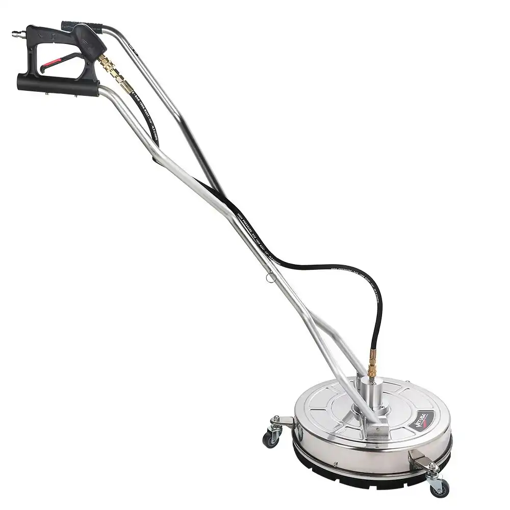 Jet-USA 18 Inch Stainless Steel Pressure Washer Surface Cleaner with Yoke Handlebar, 3/8 Inch Fitting, For Concrete Driveway Patio Floor