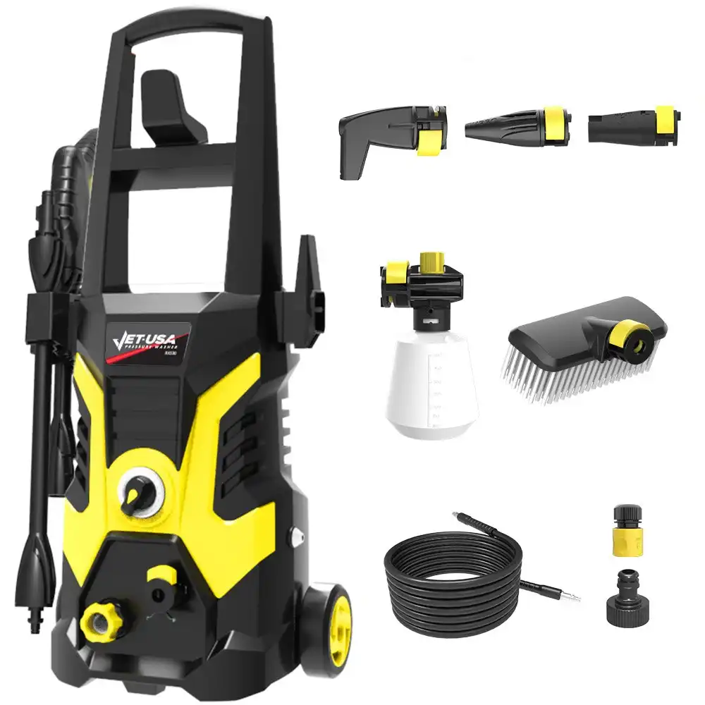 Jet-USA RX530 Electric High Pressure Washer, 2400PSI 3 Nozzles, Brush Head Cleaner, Detergent Bottle