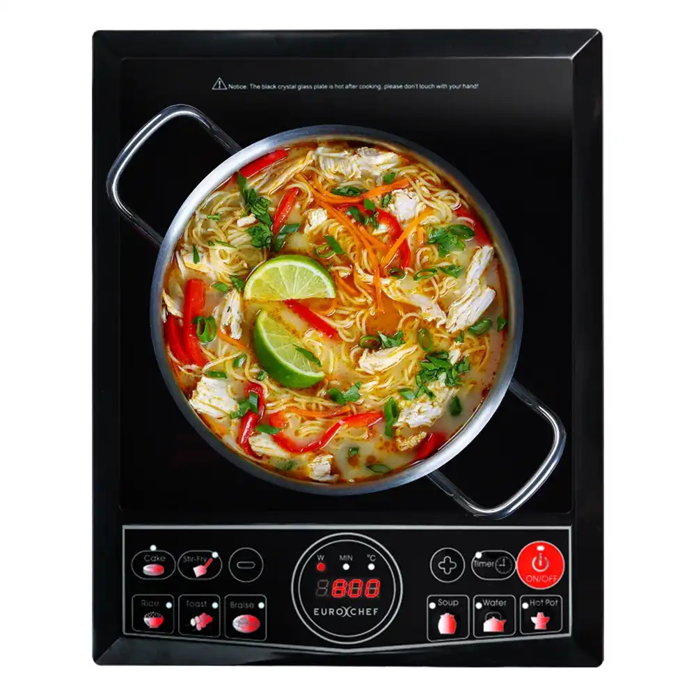 EuroChef Electric Induction Cooktop Cooker Kitchen Portable Cook Top, Ceramic Glass Surface
