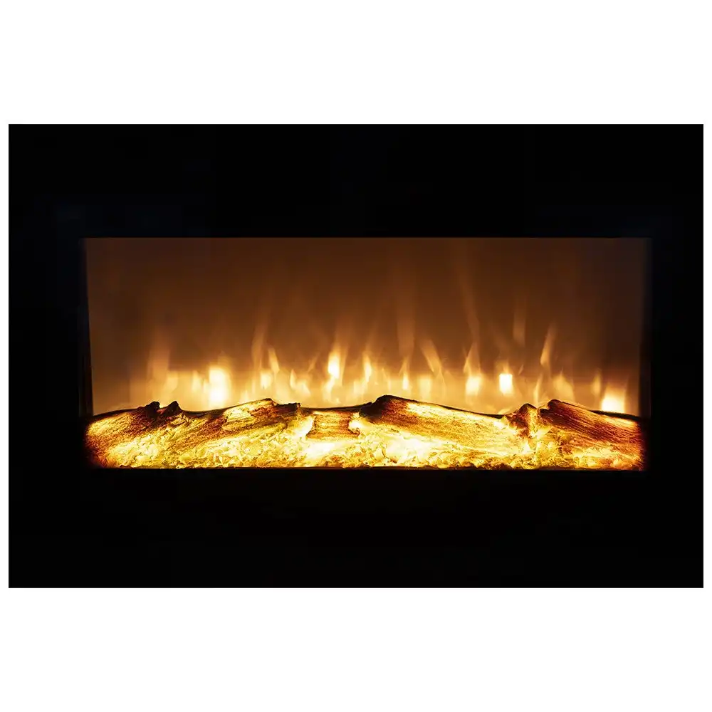 CARSON 80cm Electric Fireplace Heater Wall Mounted 1800W Stove with Log Flame Effect