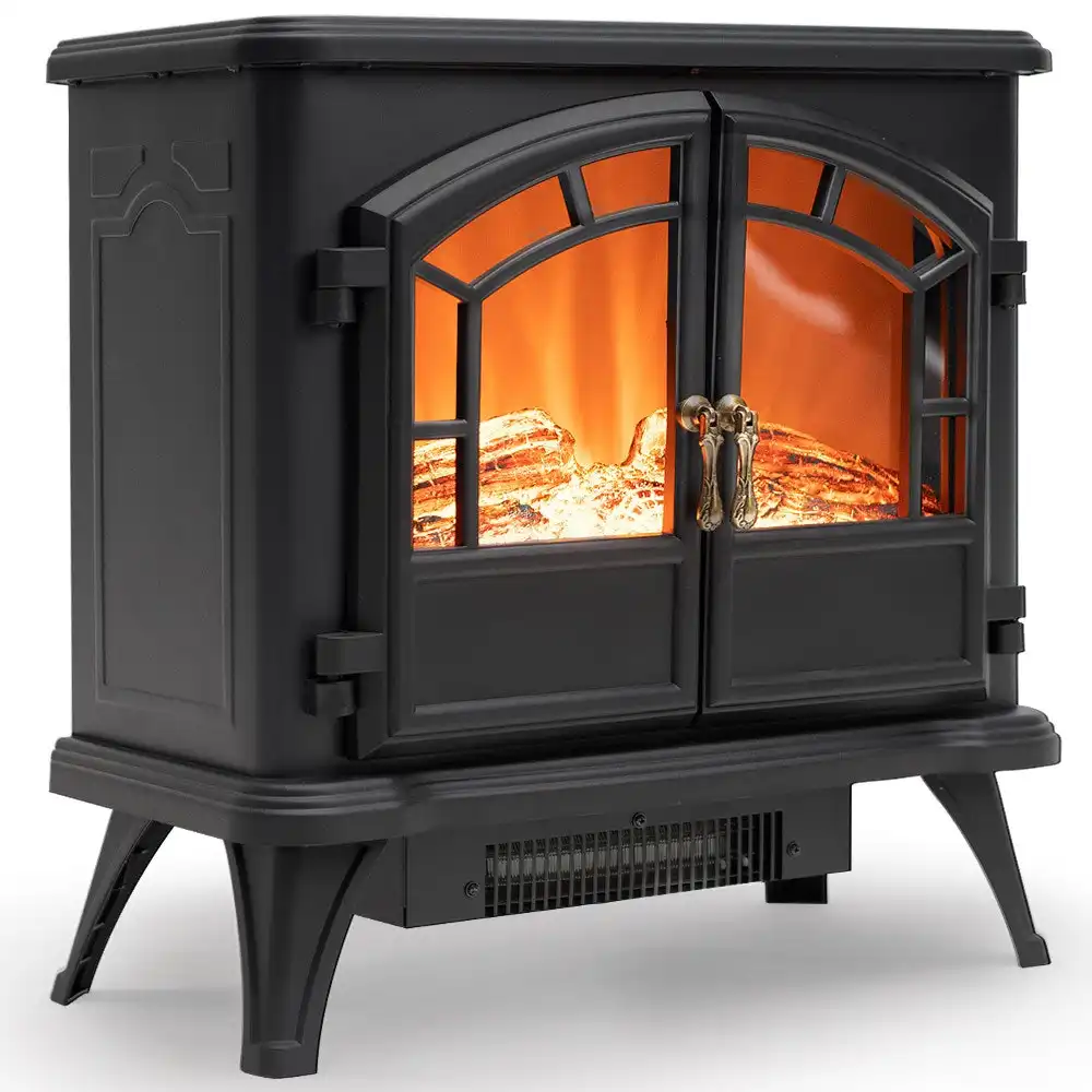 CARSON Free Standing Electric Log Stove Fireplace Heater with Flame Effect