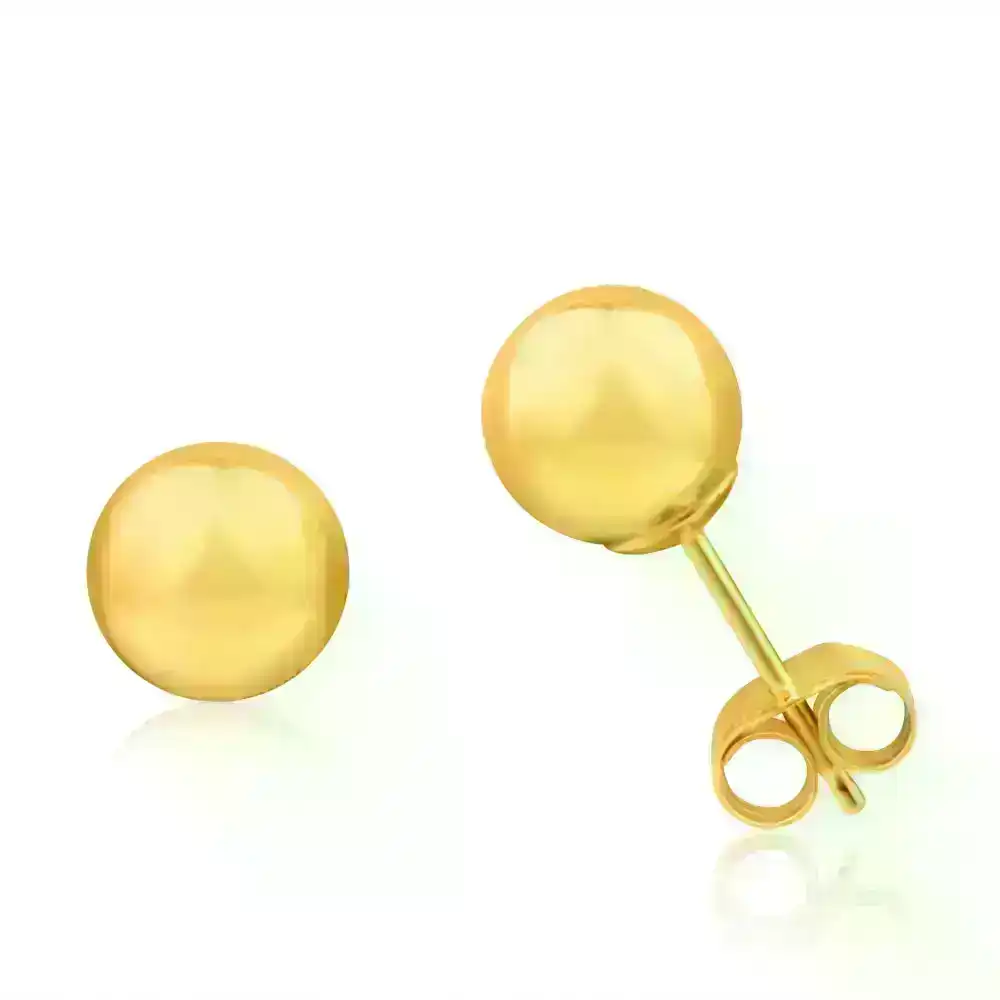 9ct Yellow Gold Ball 6mm Stud Earrings