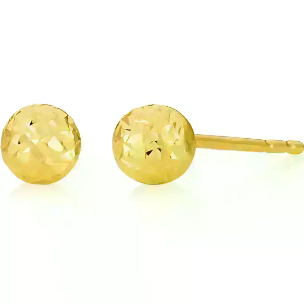 9ct Yellow Gold 4mm Dicut Ball studs Earrings