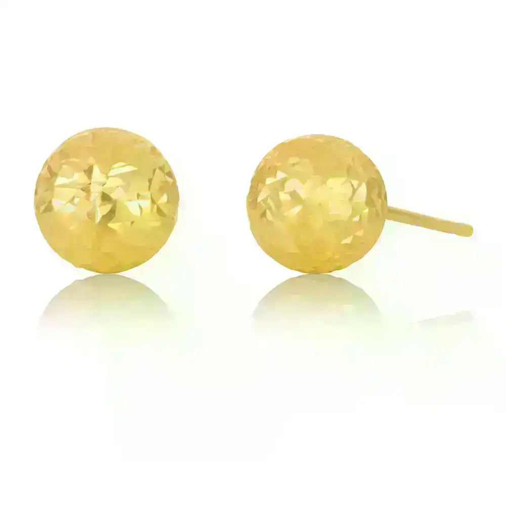 9ct Yellow Gold Round 7mm Ball Studs 9y