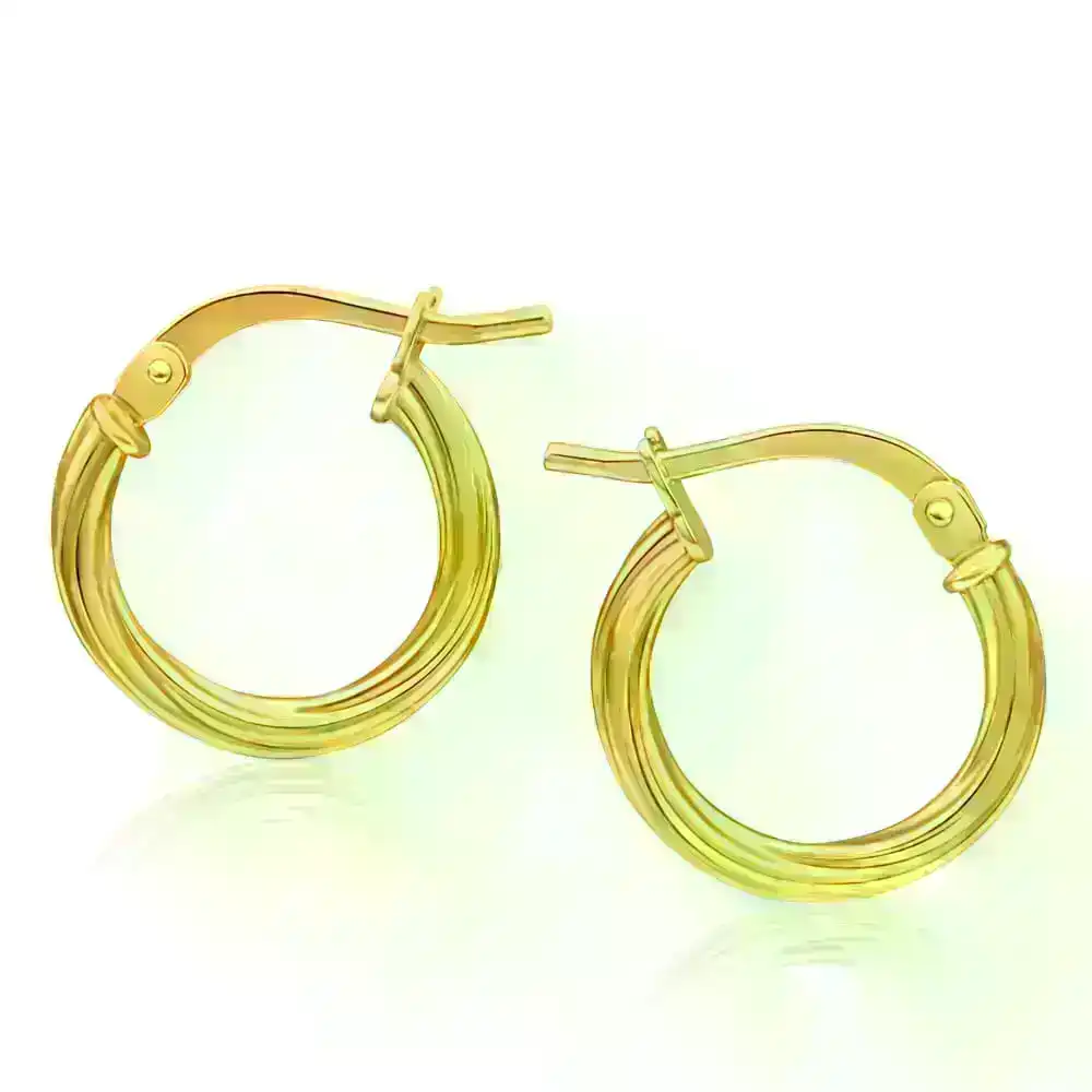 9ct Yellow Gold Silver Filled Twist Hoop Earrings