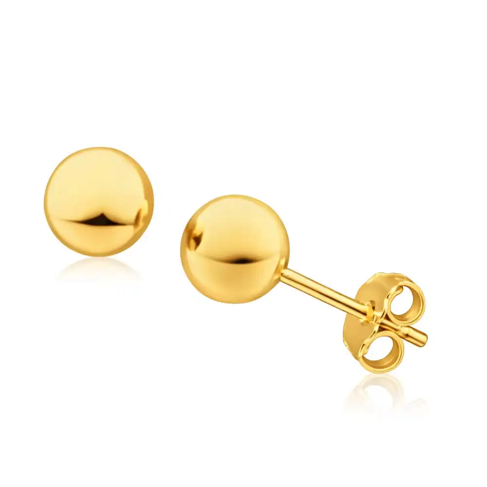 9ct Yellow Gold Silver Filled 5mm Ball Stud Earrings