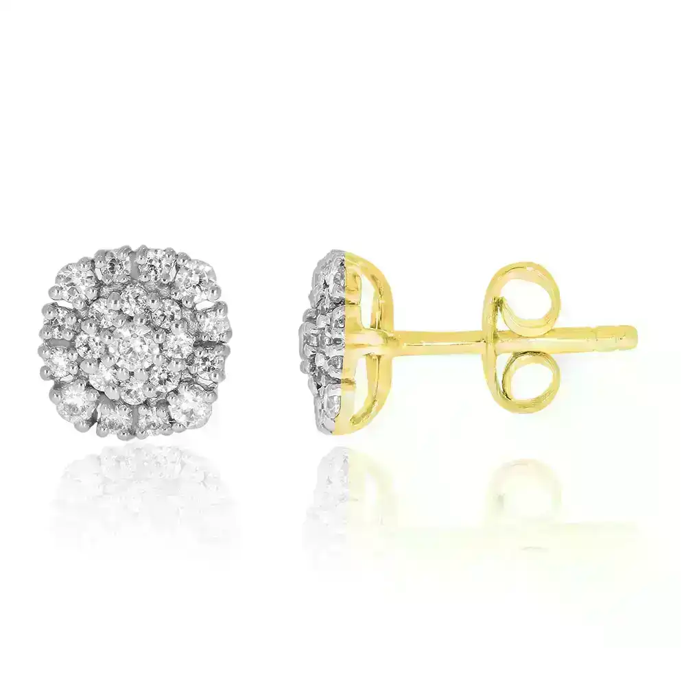 9ct Yellow Gold 1/2 Carat  Diamond Stud Earrings