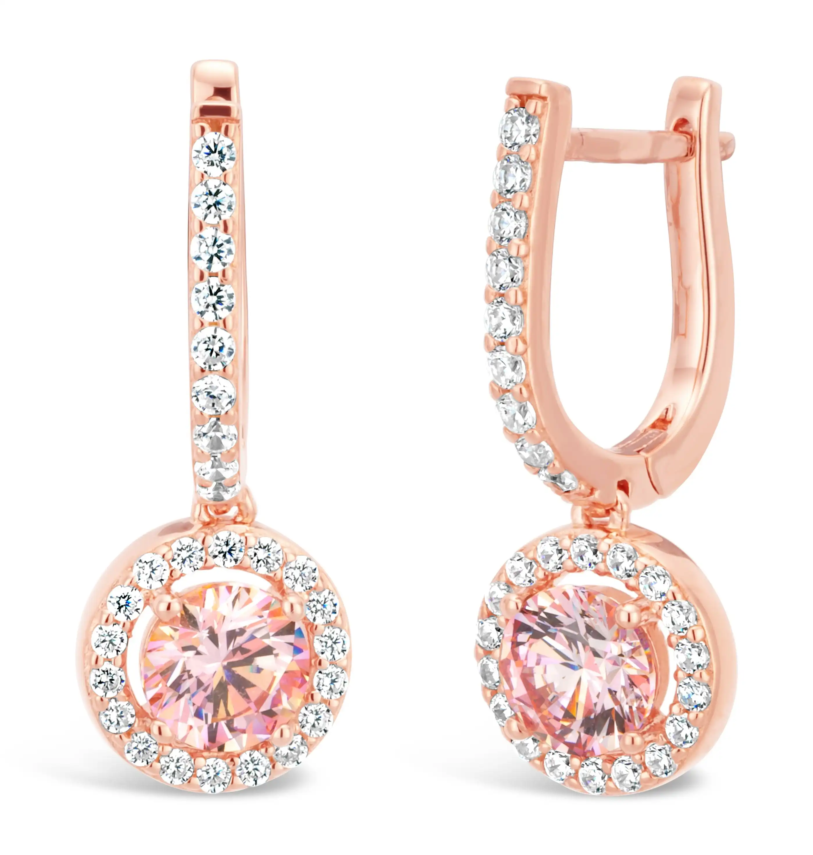 Sterling Silver and Rose Gold Plated Crystal and Zirconia Earrings