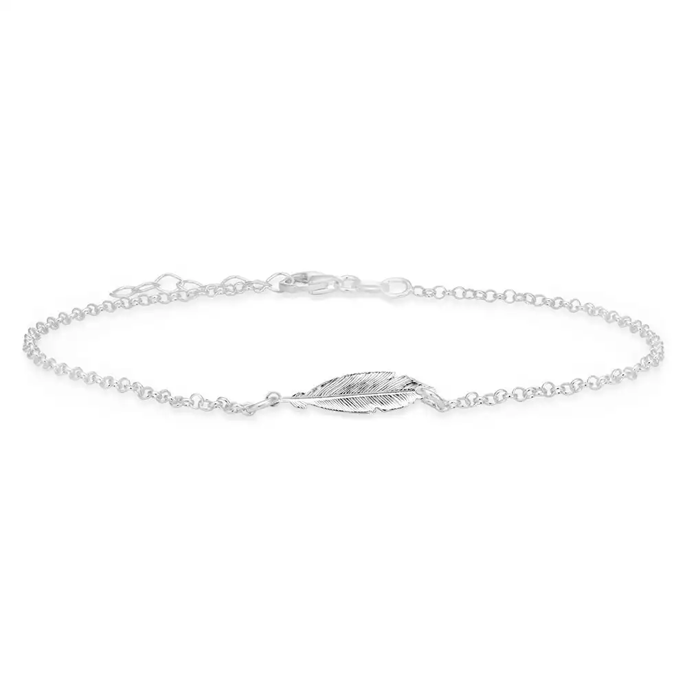 Sterling Silver 25cm Feather Anklet