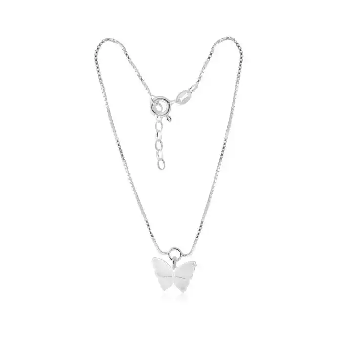 Sterling Silver Butterfly Charm 25cm Anklet