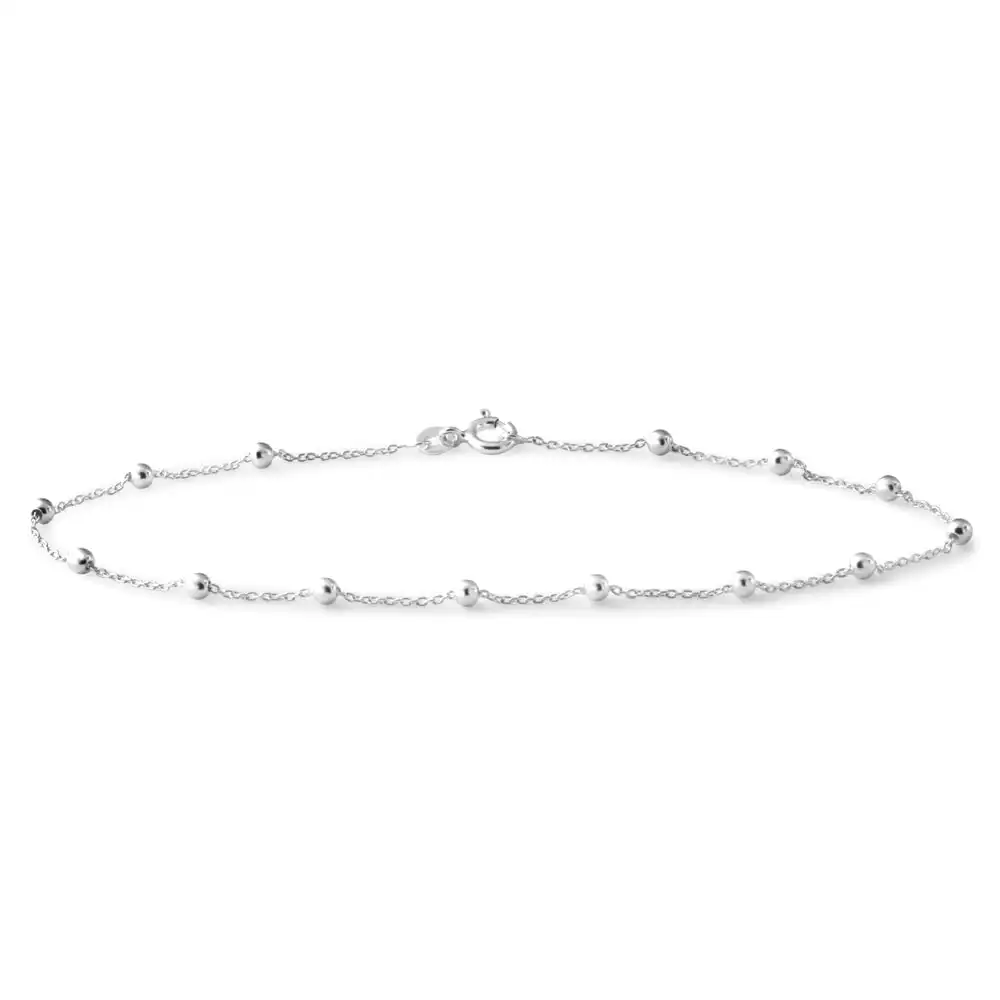 Sterling Silver 25cm Ball and Trace Chain Anklet