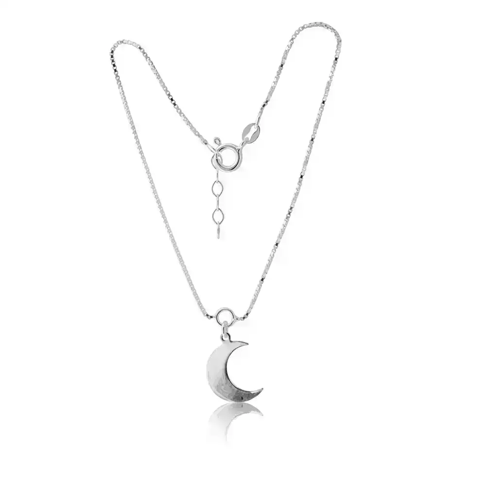 Sterling Silver 26cm Crescent Moon Anklet