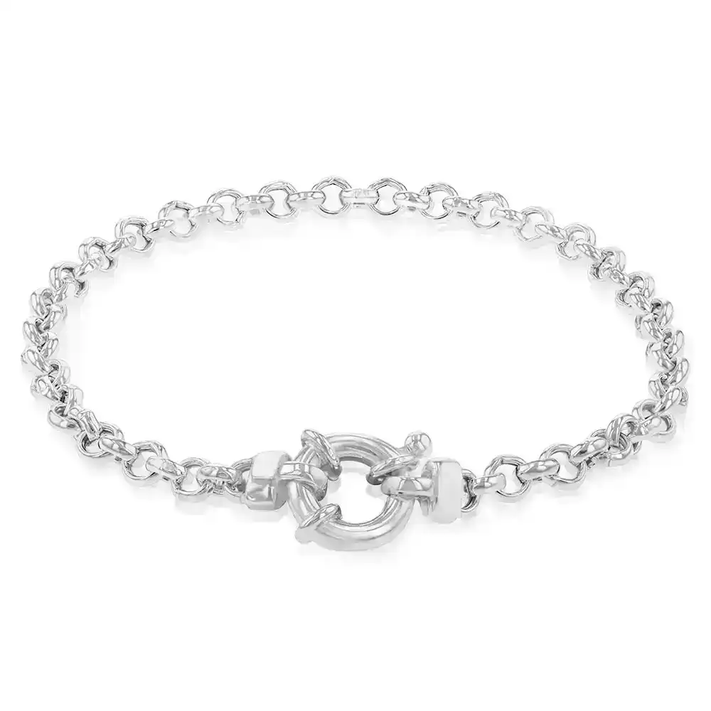 Sterling Silver Fancy 19cm Bracelet With Bolt Ring Clasp
