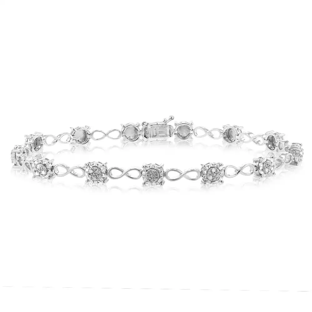 Sterling Silver 1/4 Carat Diamond 18cm Bracelet Set With 39 Diamonds