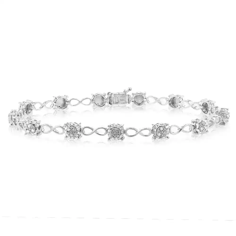 Sterling Silver 1/4 Carat Diamond 18cm Bracelet Set With 39 Diamonds