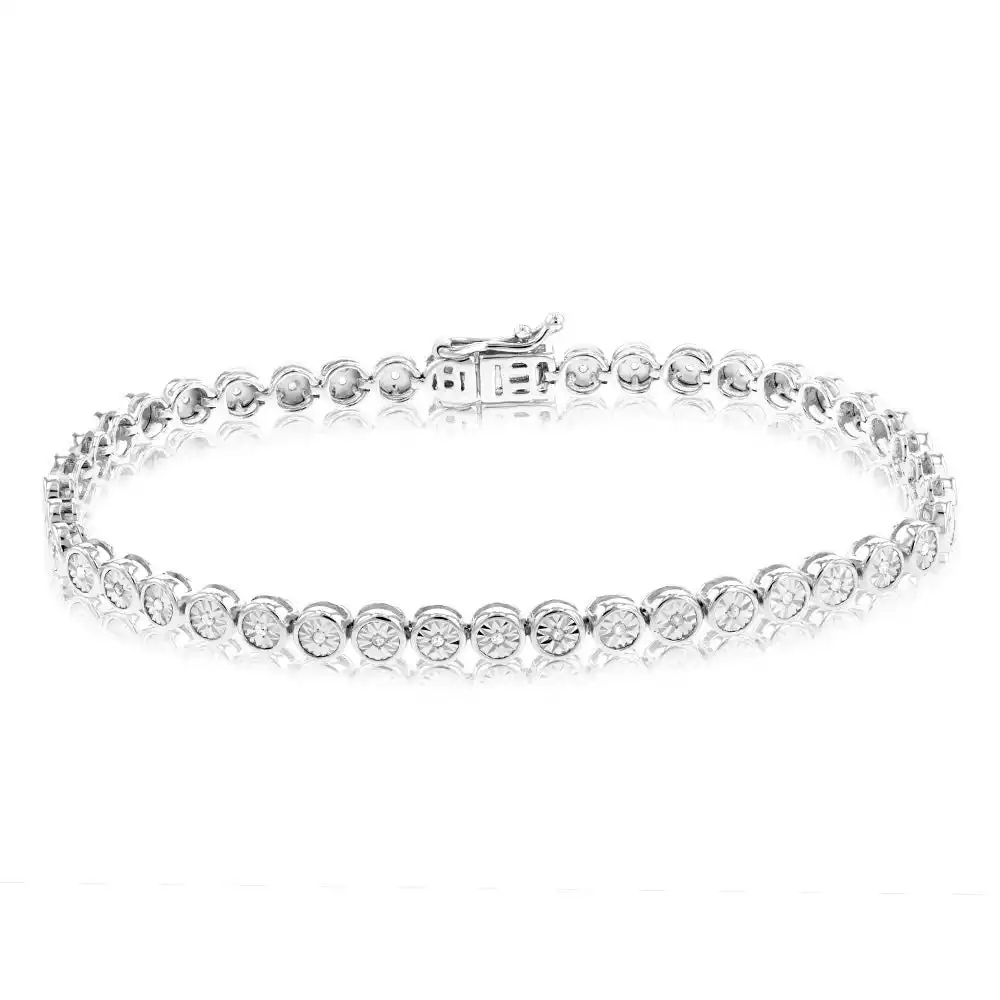 1/6 Carat Diamond Tennis Bracelet 18cm in Sterling Silver with 43 Diamonds