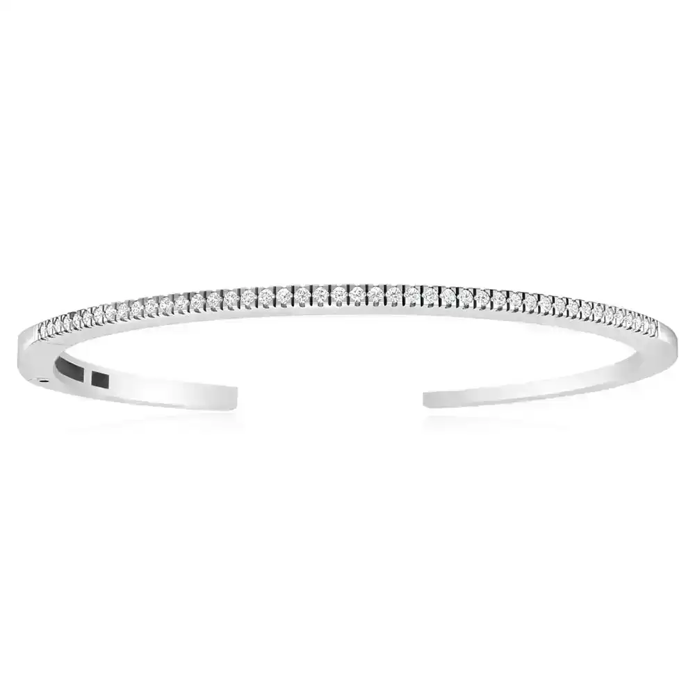 Sterling Silver Cubic Zirconia On Open Bangle