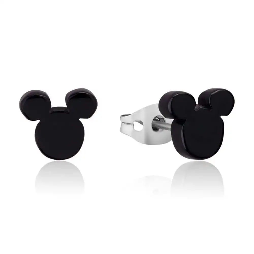 Disney Stainless Steel 9mm Mickey Mouse Black Stud Earrings