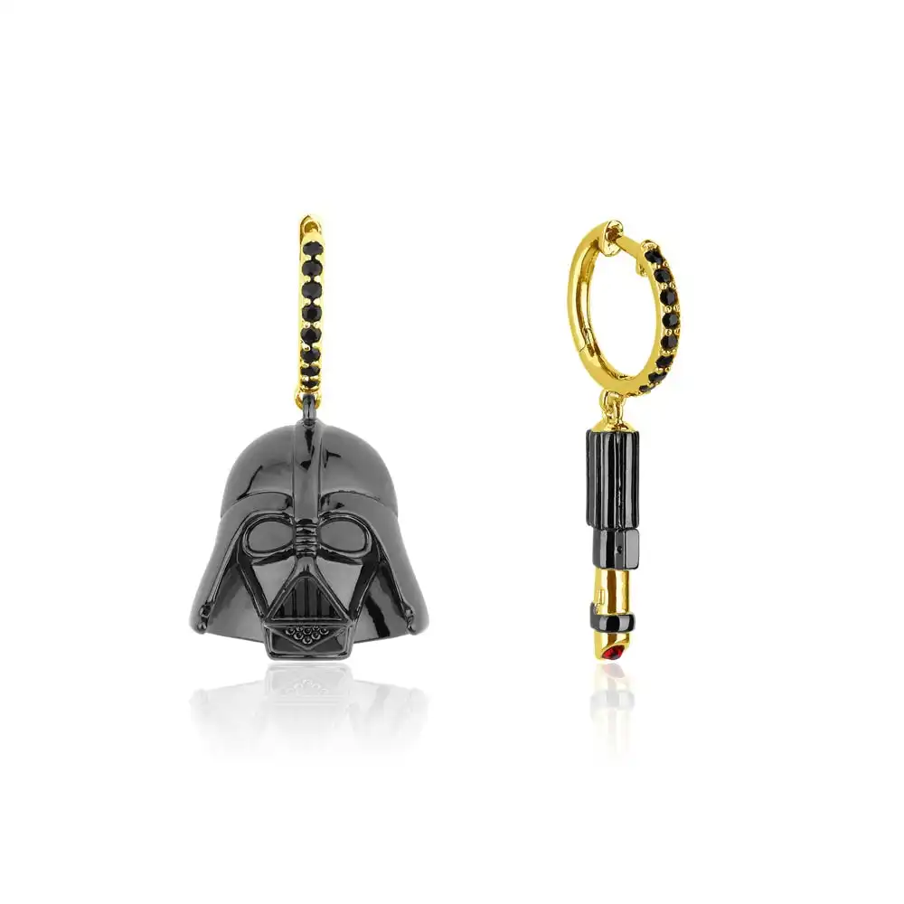 Disney Star Wars Gold Plated Darth Vader Lightsaber 15mm Hoop Earrings