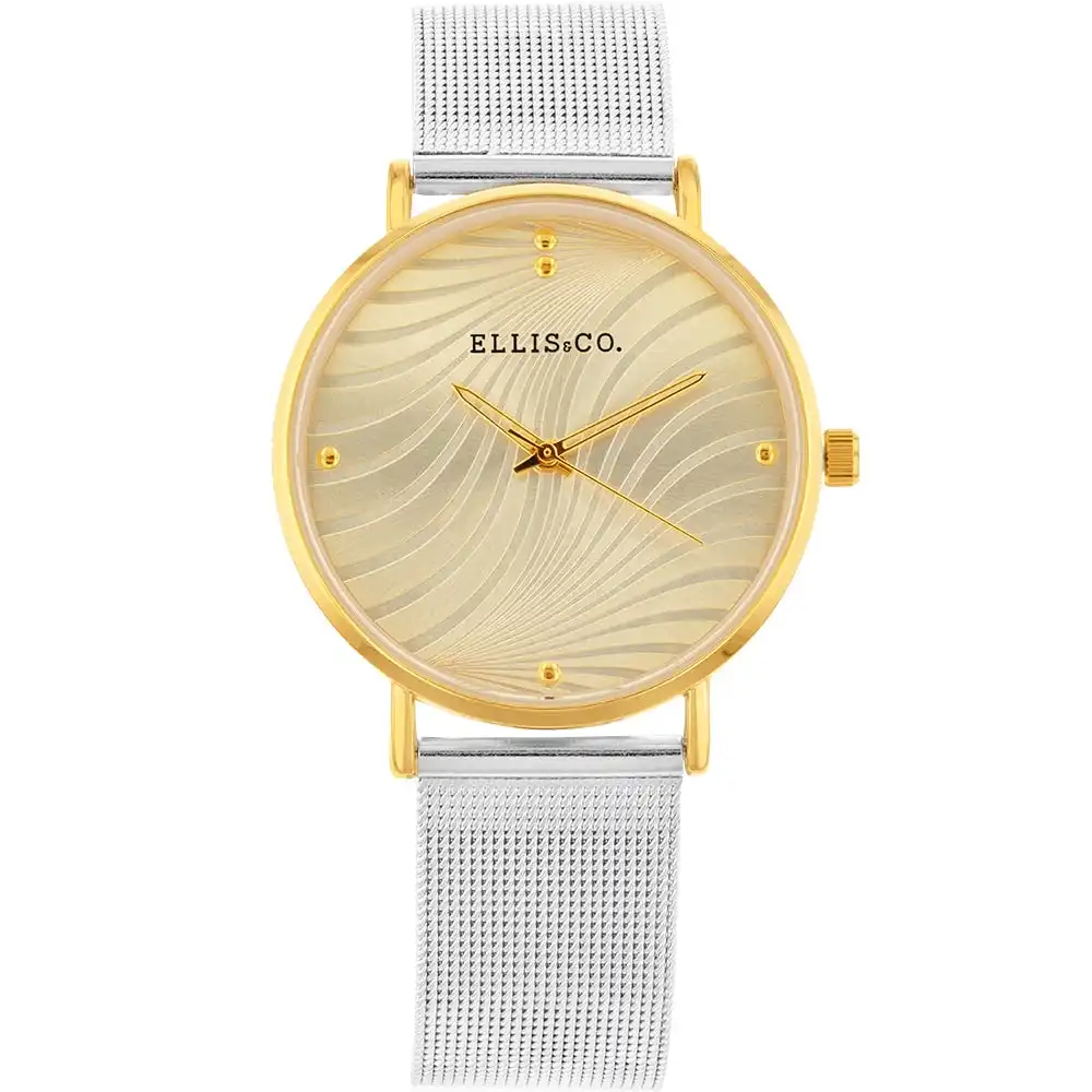 Ellis & Co 'Eliza' Stainless Steel Bracelet With Gold Tone Face Womens Watch