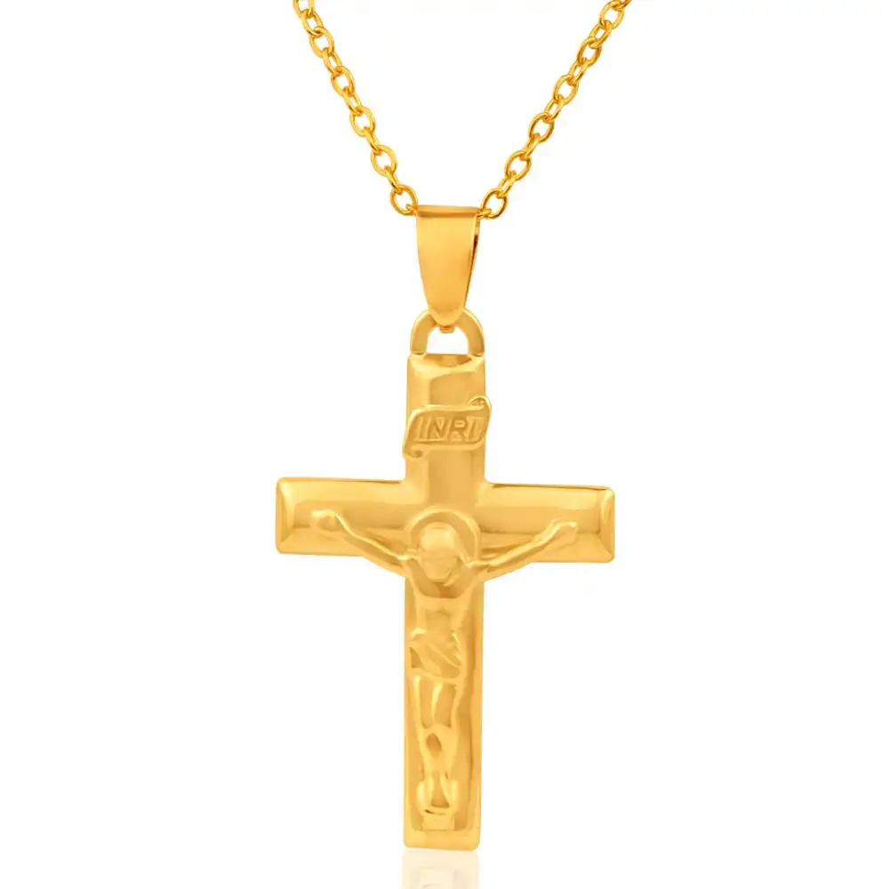 9ct Yellow Gold Hollow Crucifix Pendant