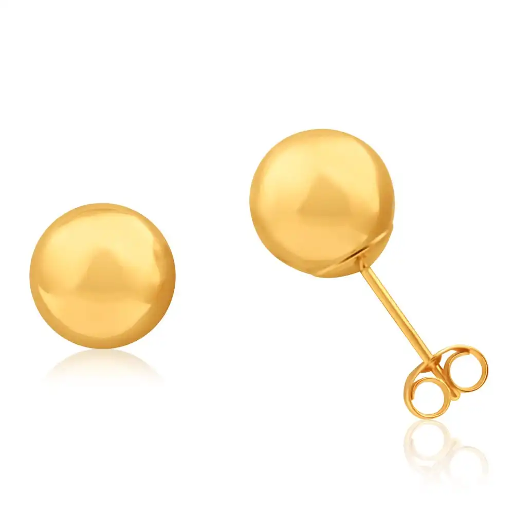 9ct Yellow Gold Ball 8mm Stud Earrings