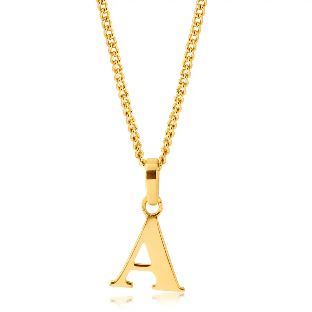 9ct Yellow Gold Initial "A" Pendant