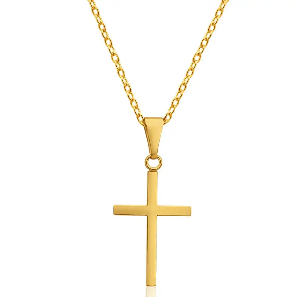 9ct Yellow Gold Silver Filled Cross 25mm Pendant