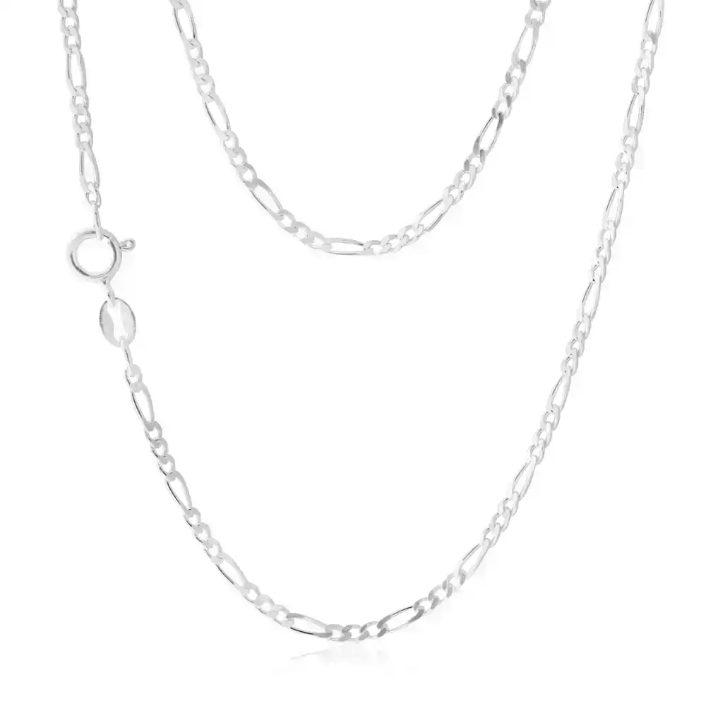 Sterling Silver Figaro 1:3 45cm Chain
