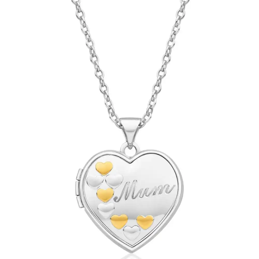 Sterling Silver Gold Plated Hearts Mum Locket