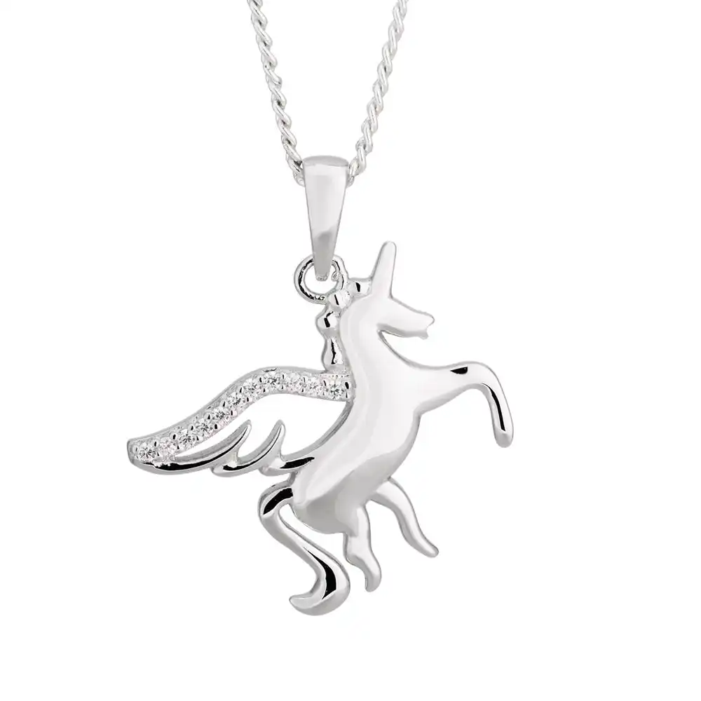 Sterling Silver Zirconia Unicorn Pendant