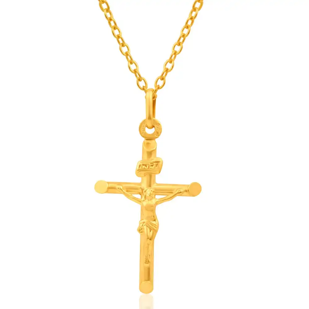 9ct Yellow Gold Crucifix Bar Pendant