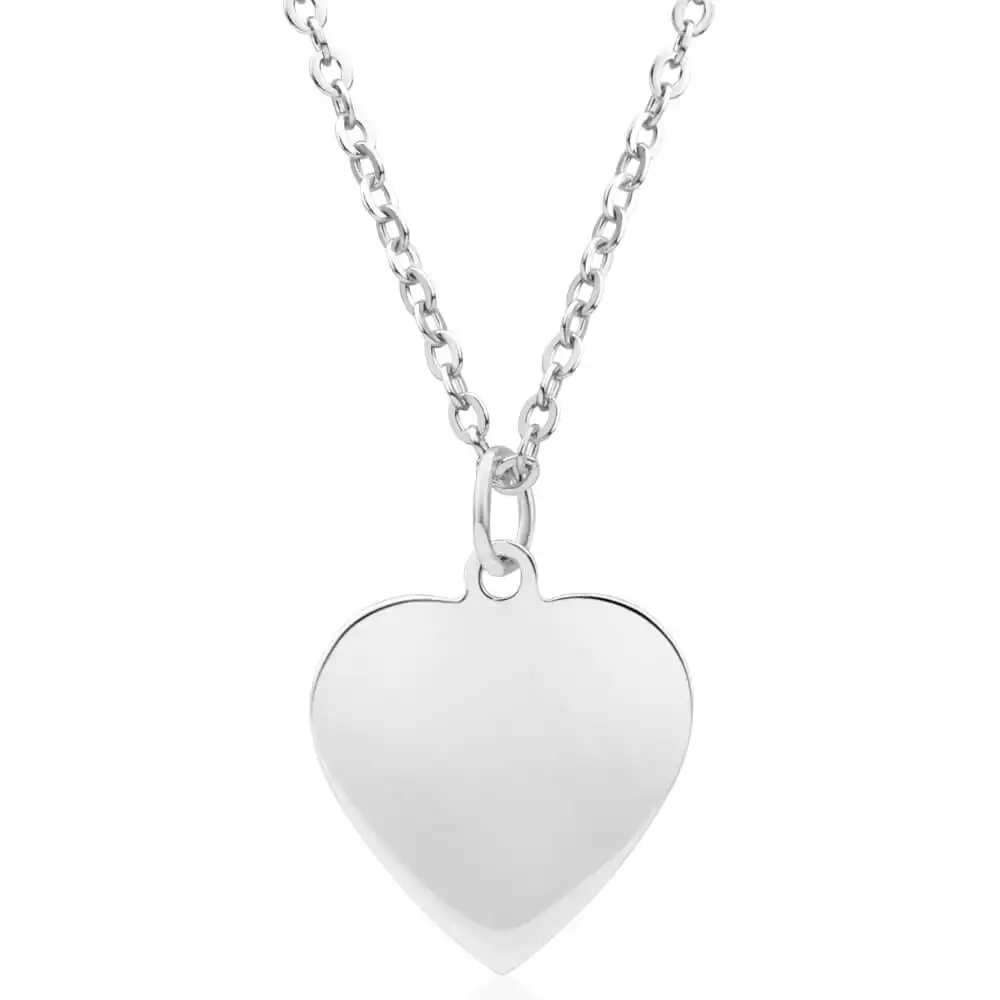 Sterling Silver 15mm Flat Heart Pendant