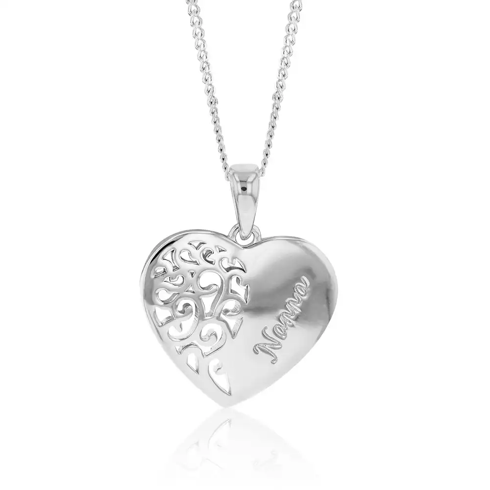 Sterling Silver Engraved Heart "Nanna" Pendant