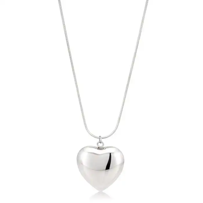 Stainless Steel Large Heart Pendant with 80cm Stainless Steel Chain