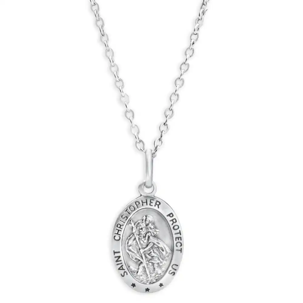 Sterling Silver St Christopher Oval Pendant