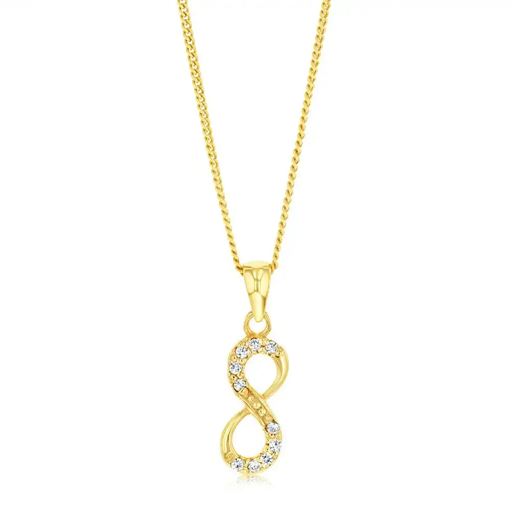 Sterling Silver Gold Plated Cubic Zirconia Infinity Pendant
