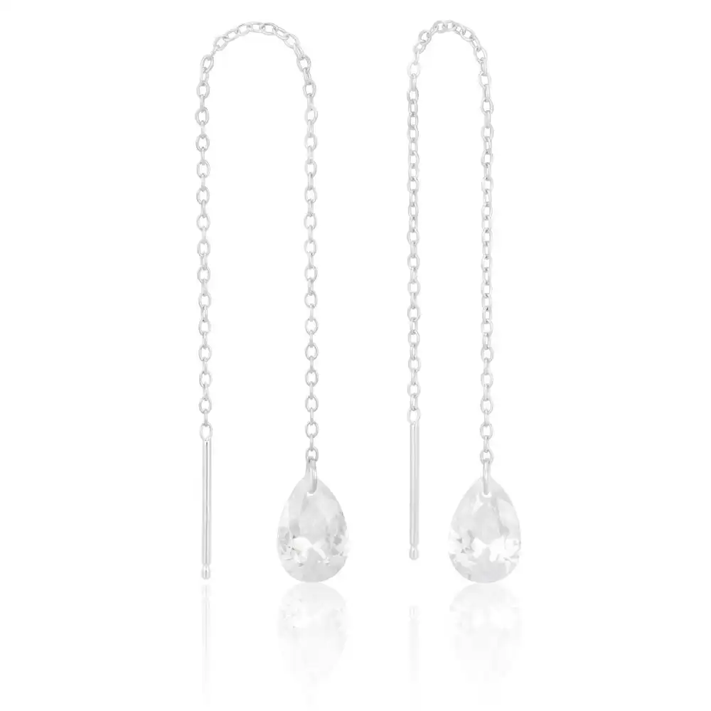 Zirconia and Sterling Silver Threader Earrings