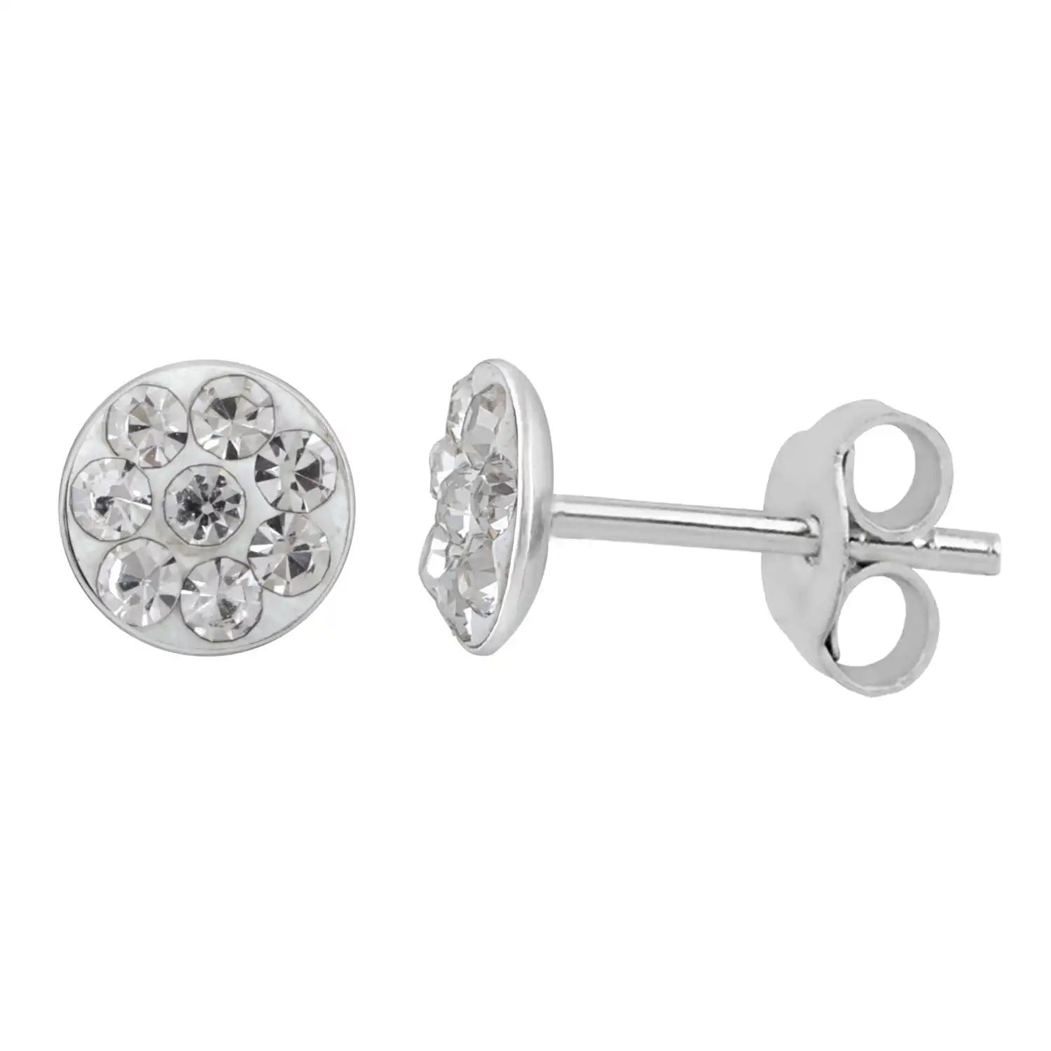 Sterling Silver 5mm White Crystal Stud Earrings
