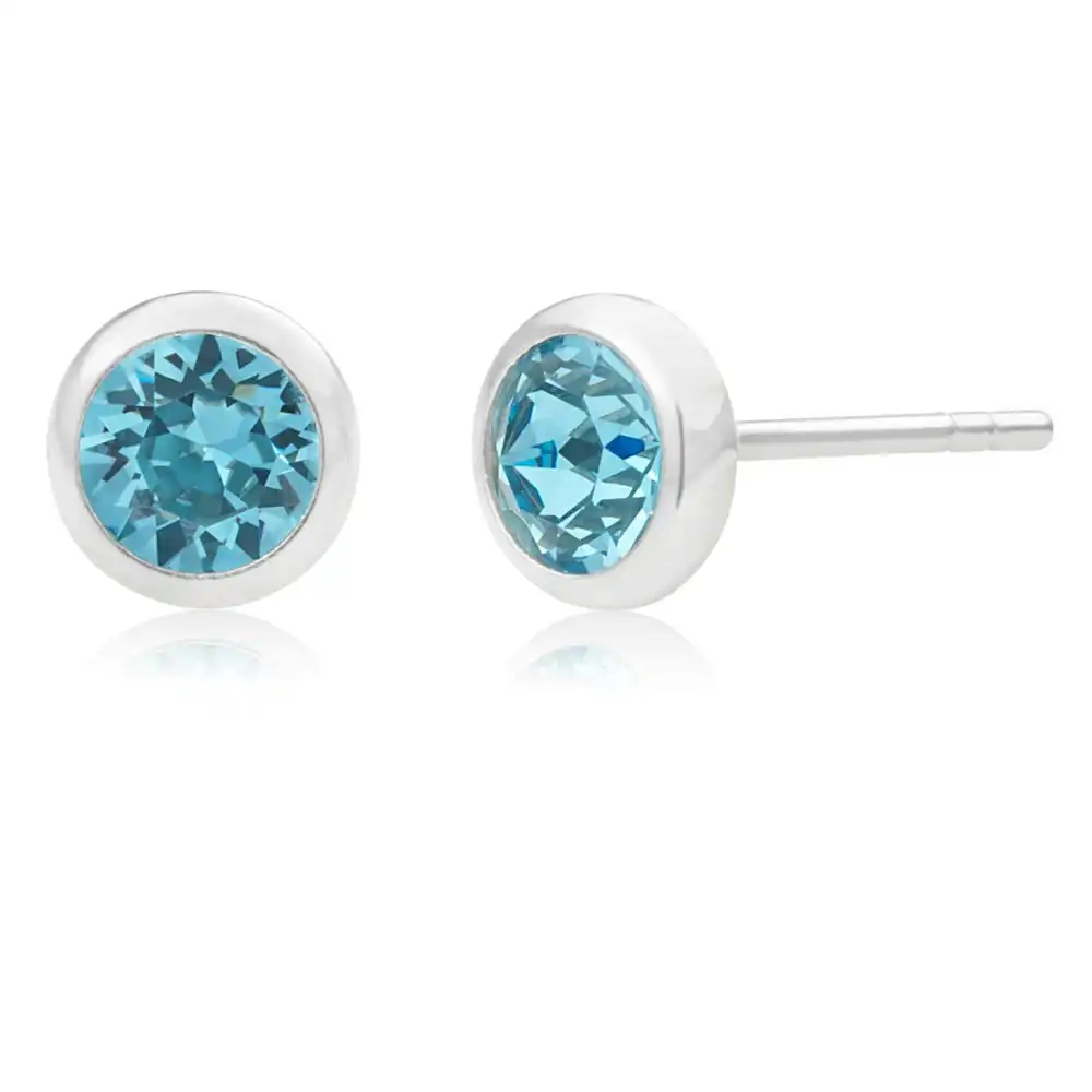 Sterling Silver 5mm Blue Swarovski Crystal Stud Earrings   *colours may vary*