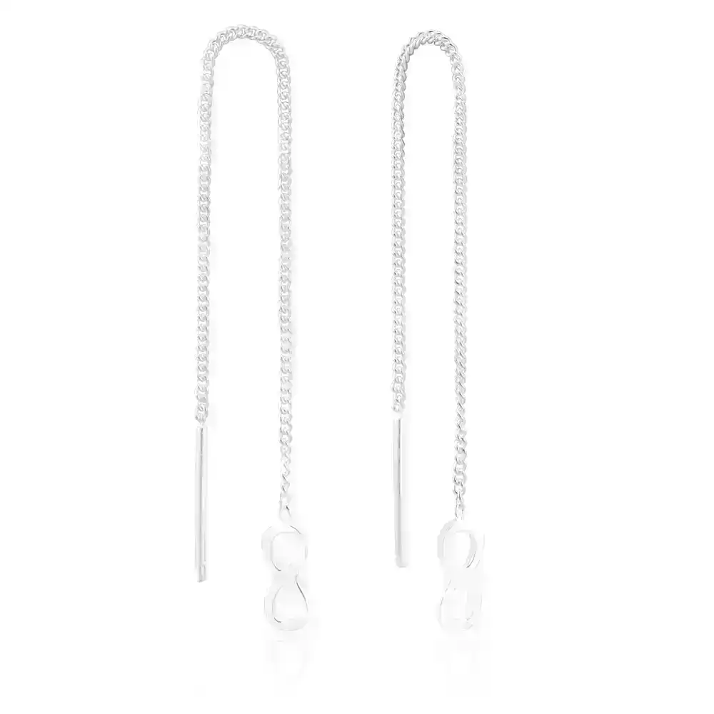 Sterling Silver Infinity Drop Threader Earrings