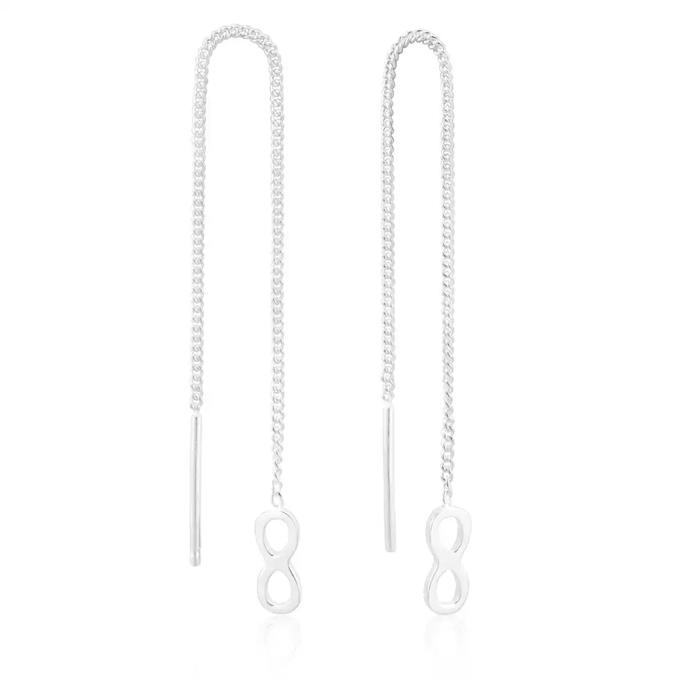 Sterling Silver Infinity Drop Threader Earrings