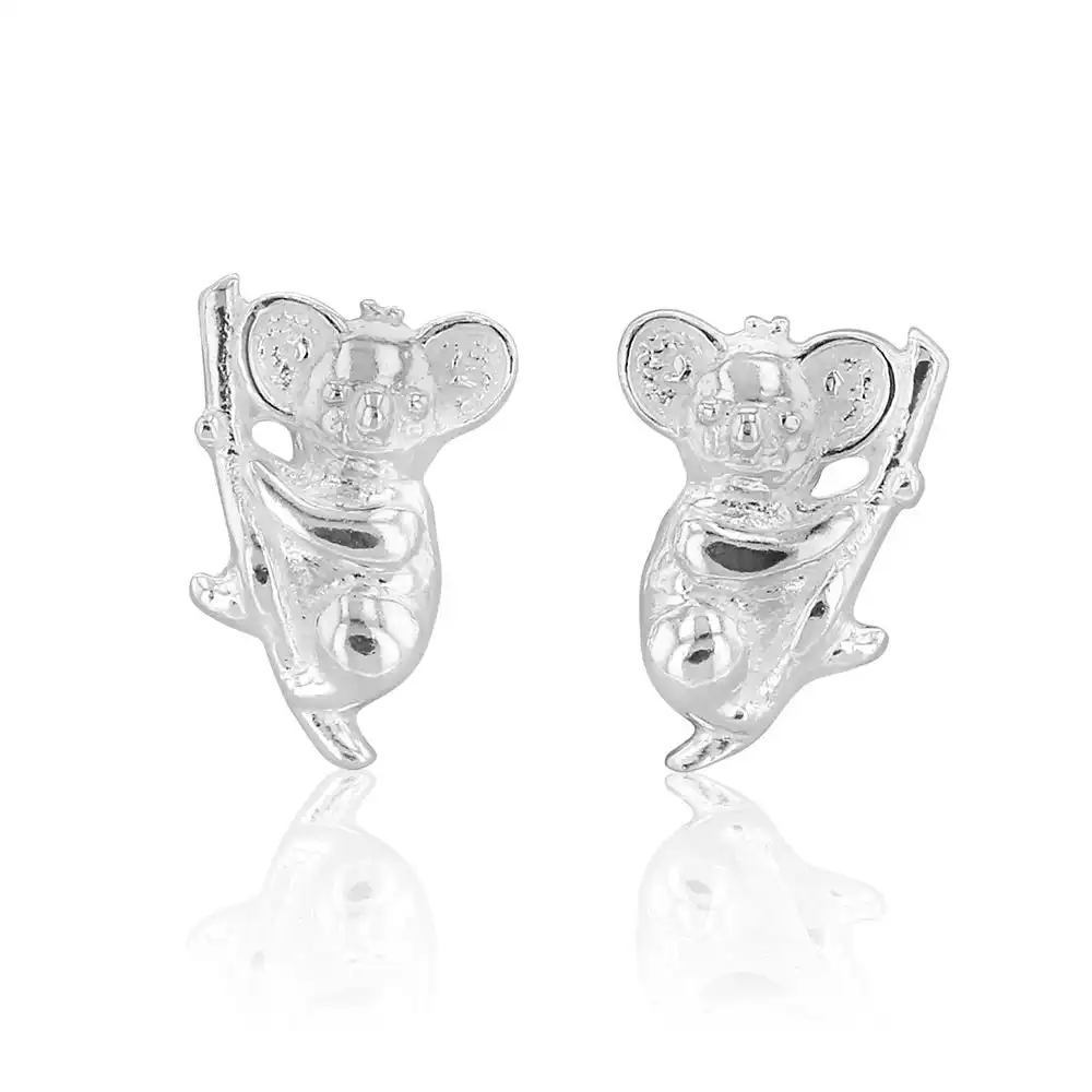 Sterling Silver Koala Stud Earrings